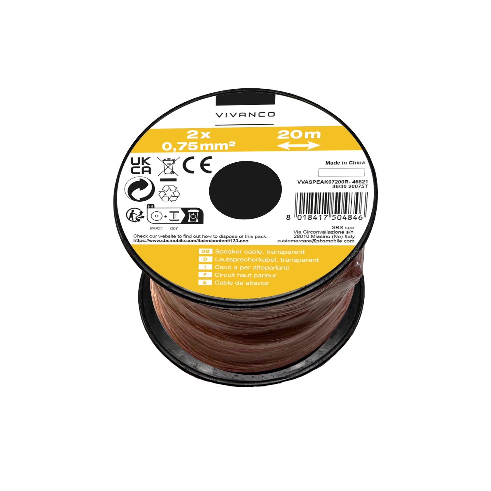 Cavo audio 0,75mm