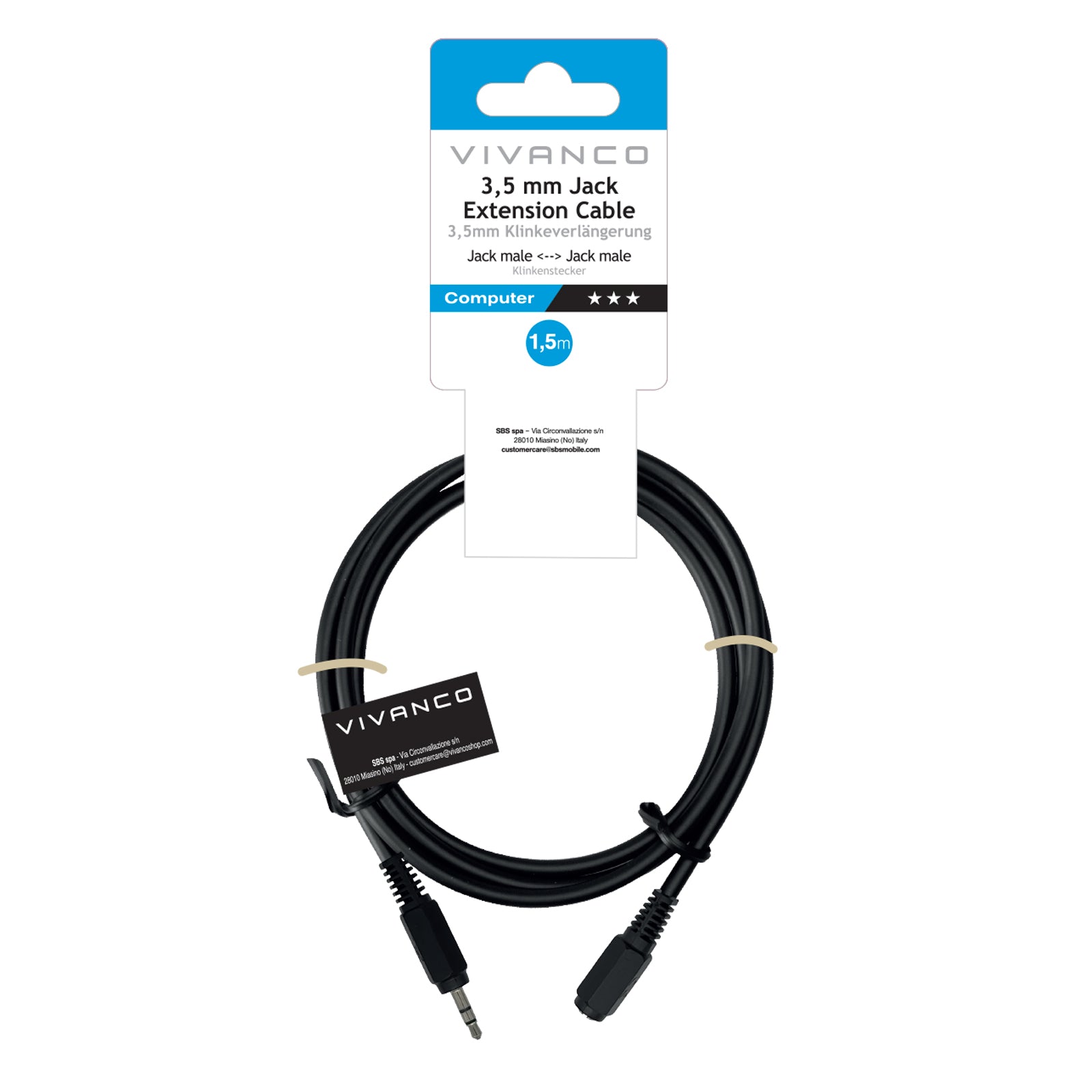 Cavo audio Jack 3,5 mm maschio - femmina