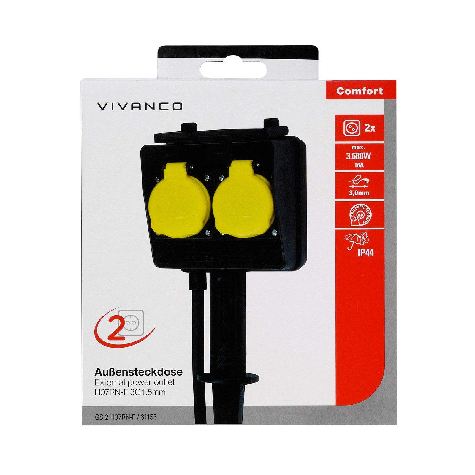 3m ground-fixable outdoor power strip