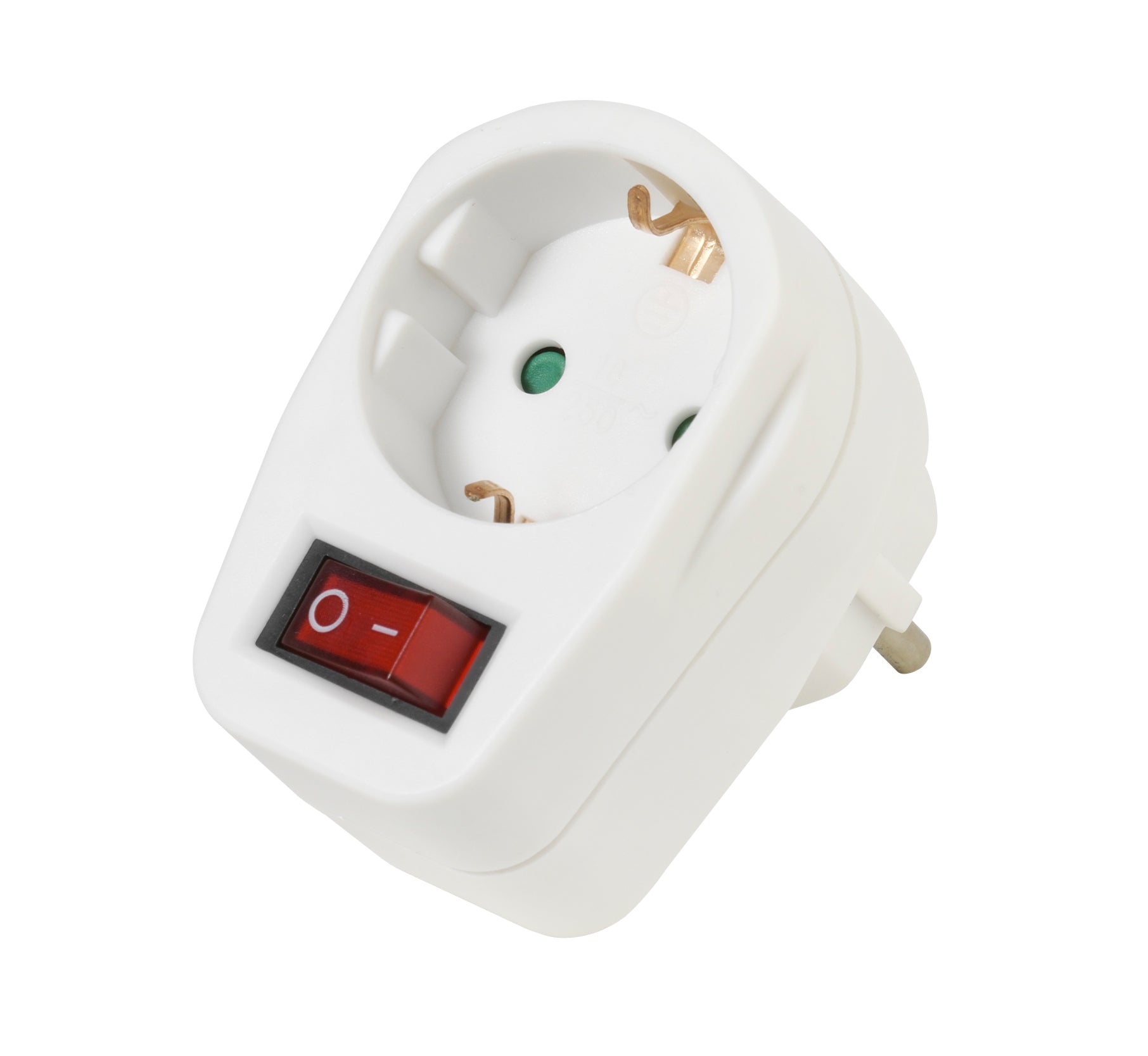 Schuko socket adapter with switch
