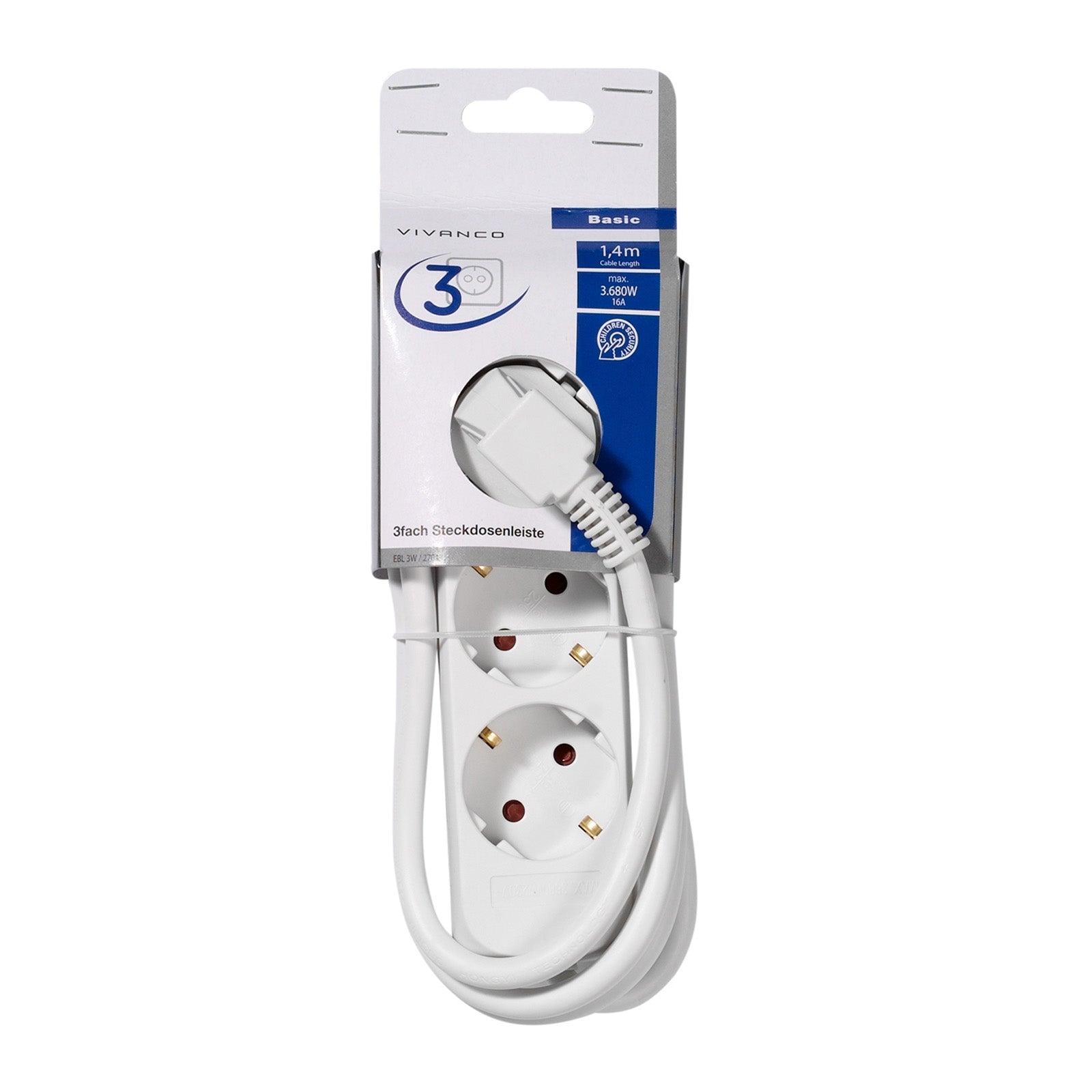 Power strip with 3 sockets