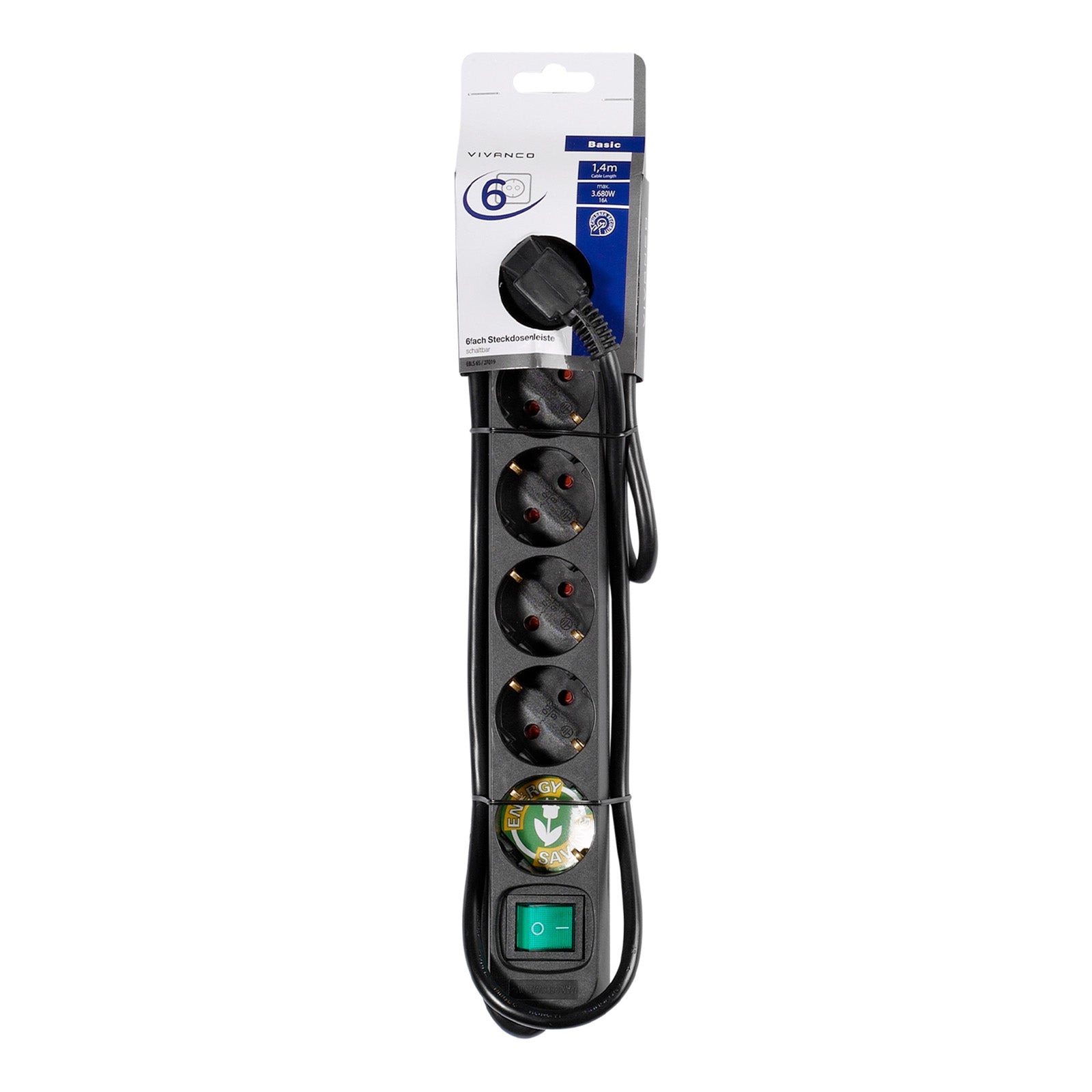 Power strip with 6 Schuko ports