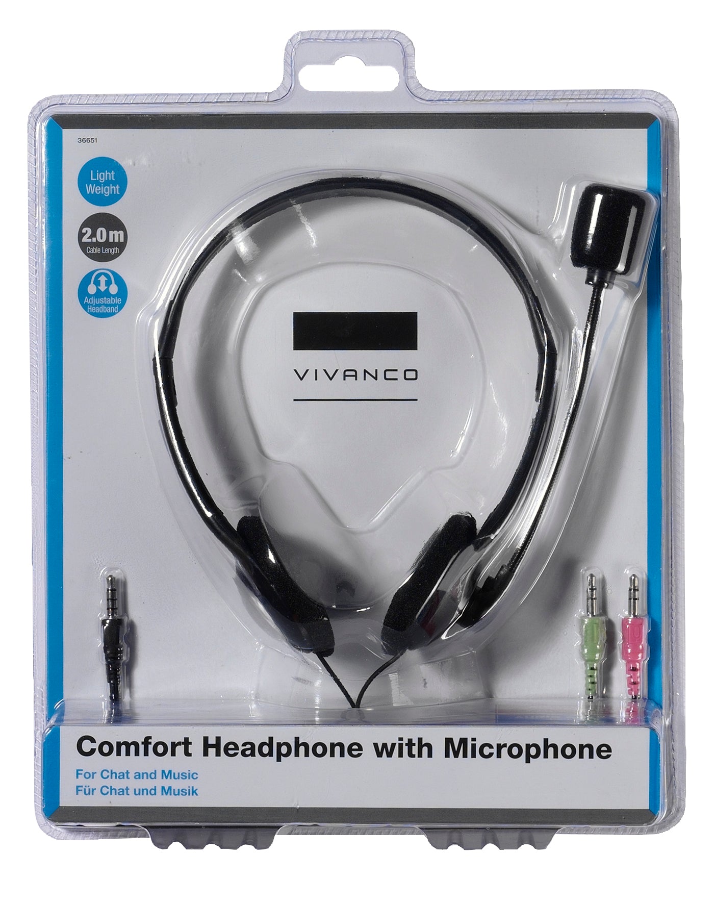 Ultraleichtes Stereo-Headset mit Lautstärkeregler und Mikrofon