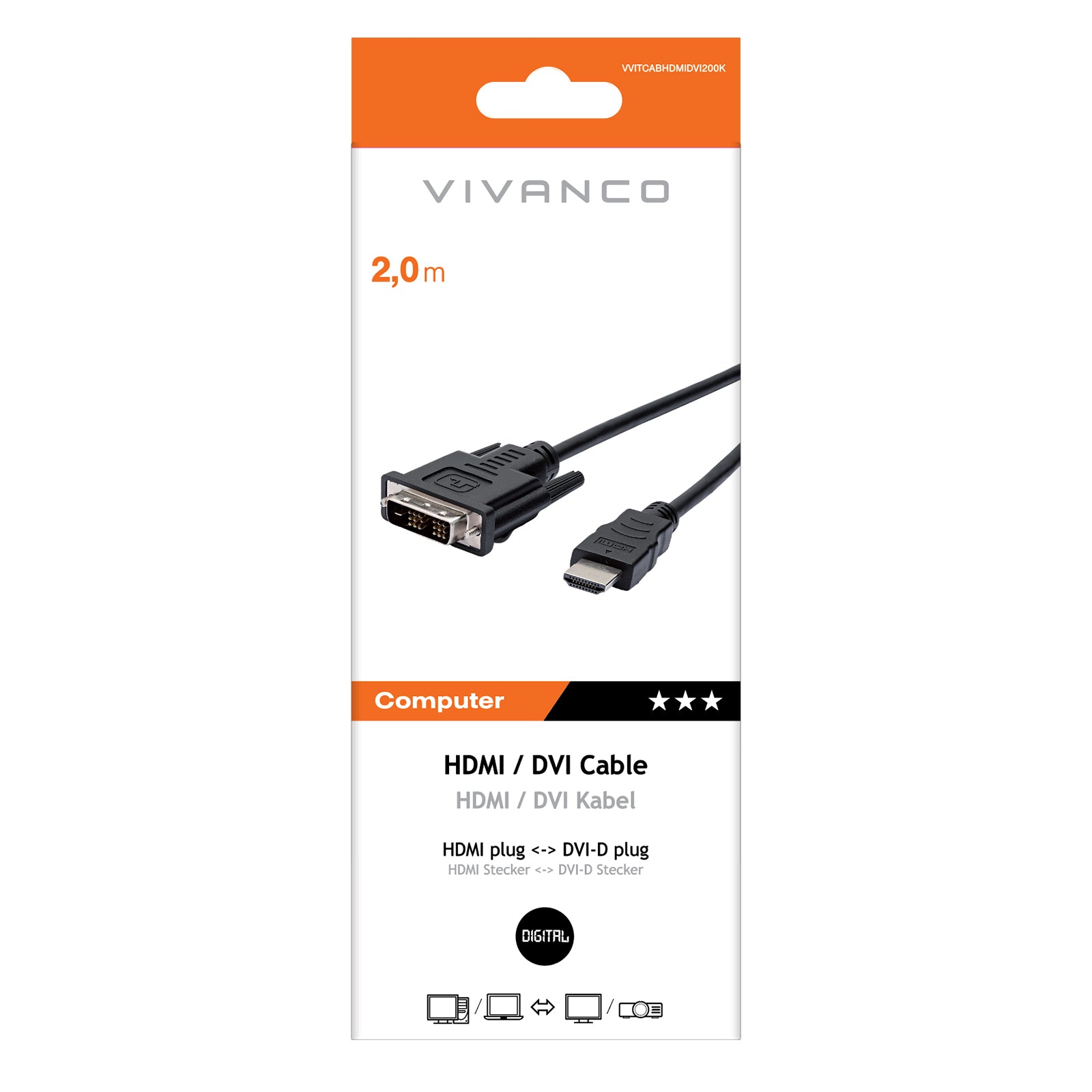 Cavo HDMI/DVI da 2 metri