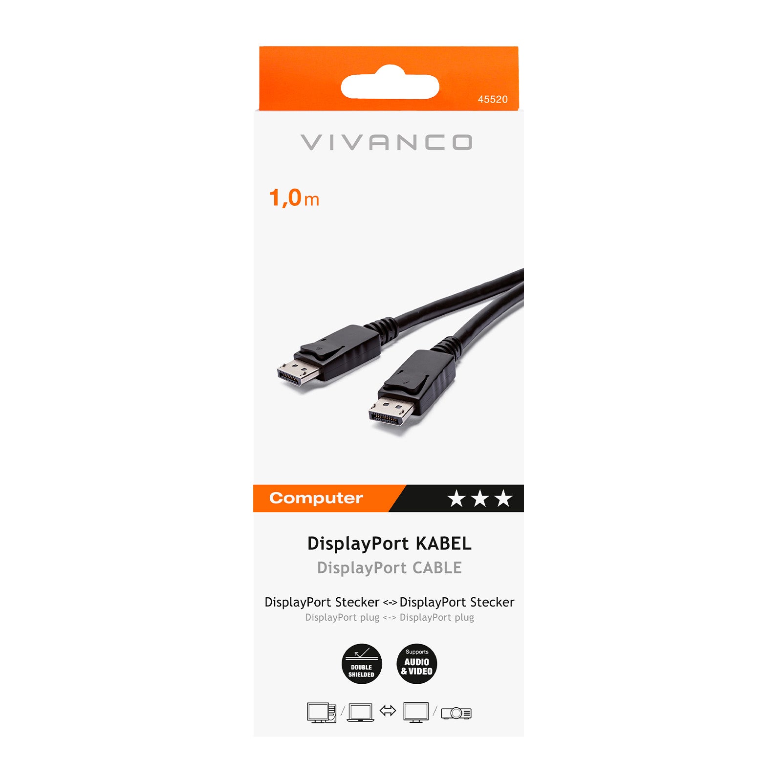 Cable con 2 DisplayPort macho a macho