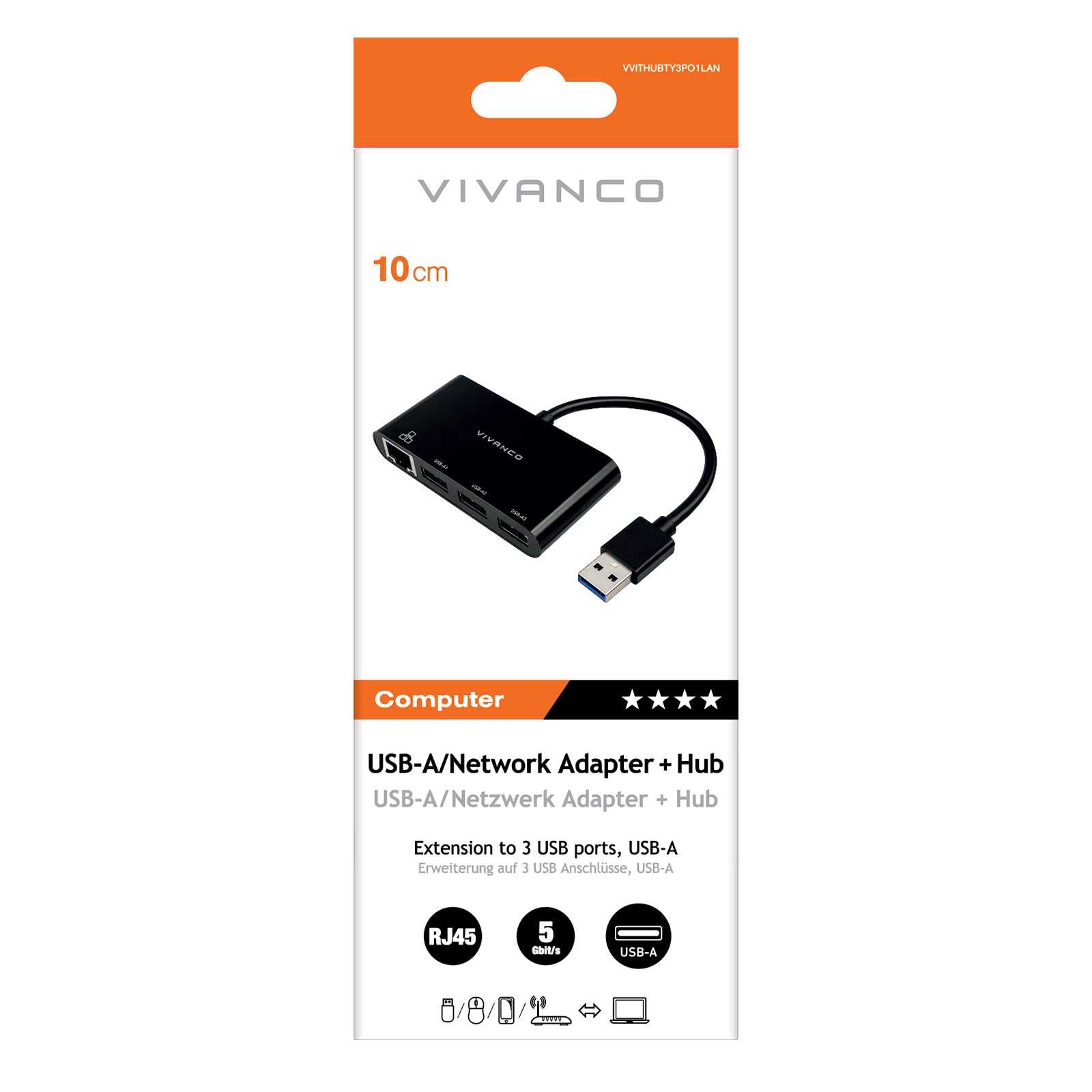 Adattatore di rete da Ethernet a USB 3.0 e HUB USB-A