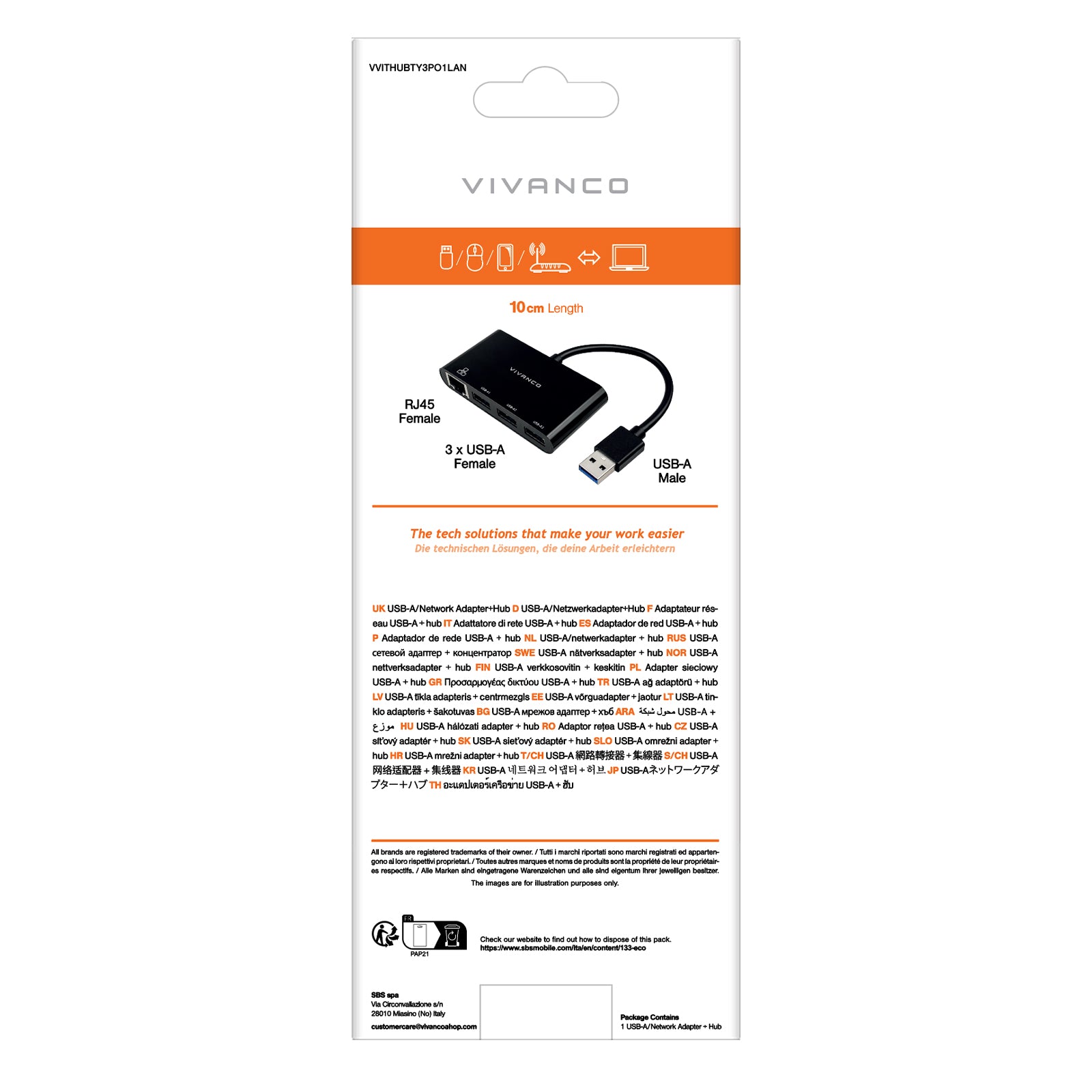 Adattatore di rete da Ethernet a USB 3.0 e HUB USB-A