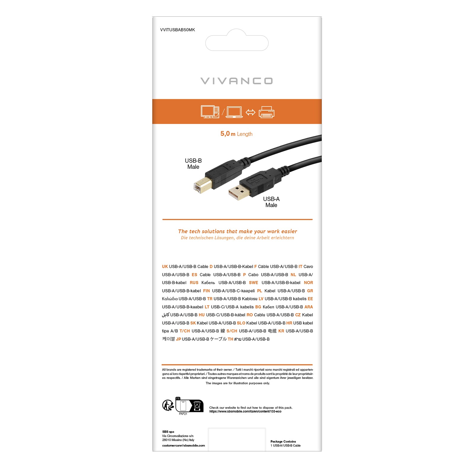 Cavo USB tipo A - USB tipo B