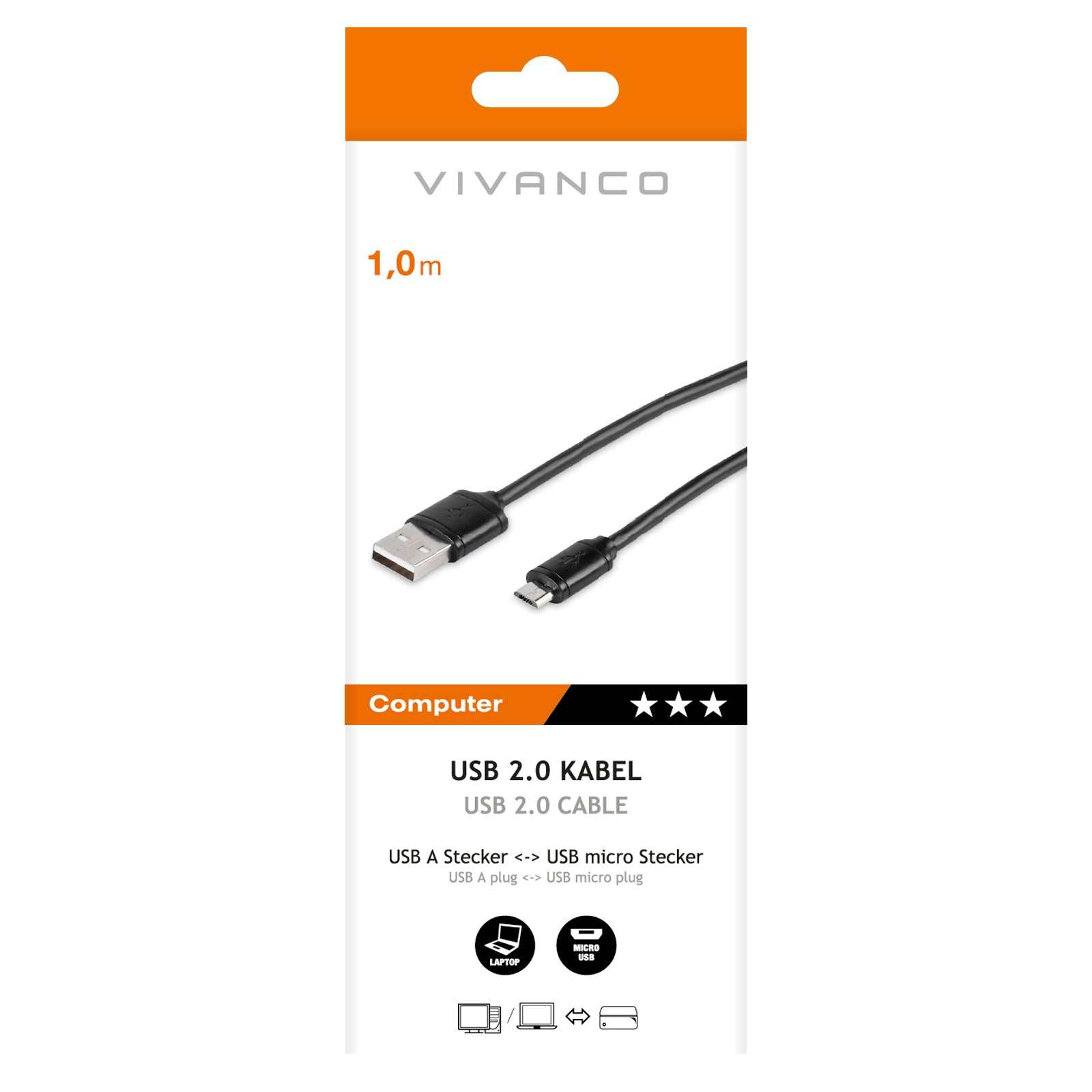 Cavo con USB Tipo A maschio e micro-USB maschio