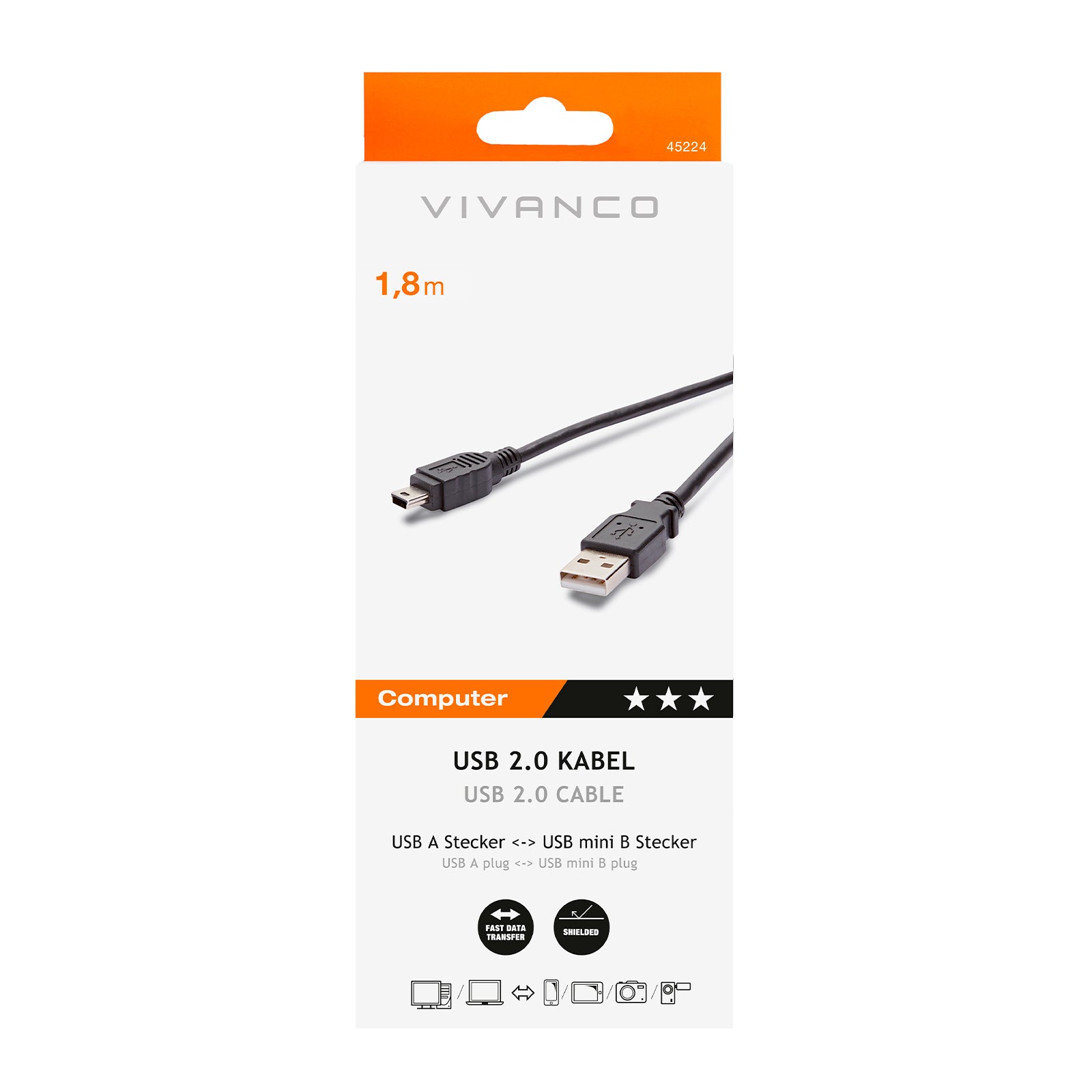 Cavo con USB Tipo A maschio e mini-USB maschio