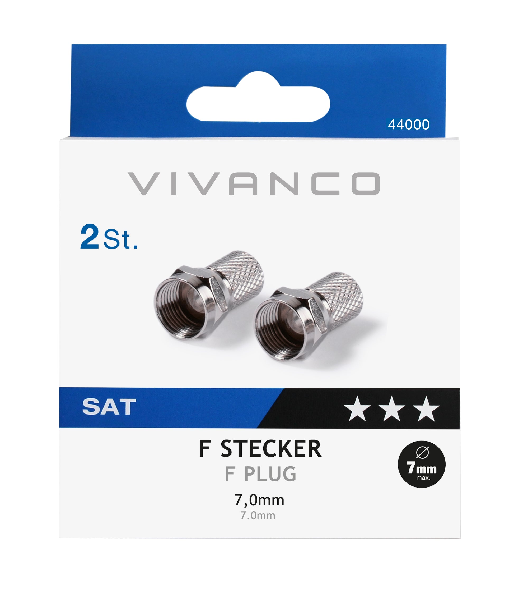 Connecteurs F 7,0 mm, lot de 2