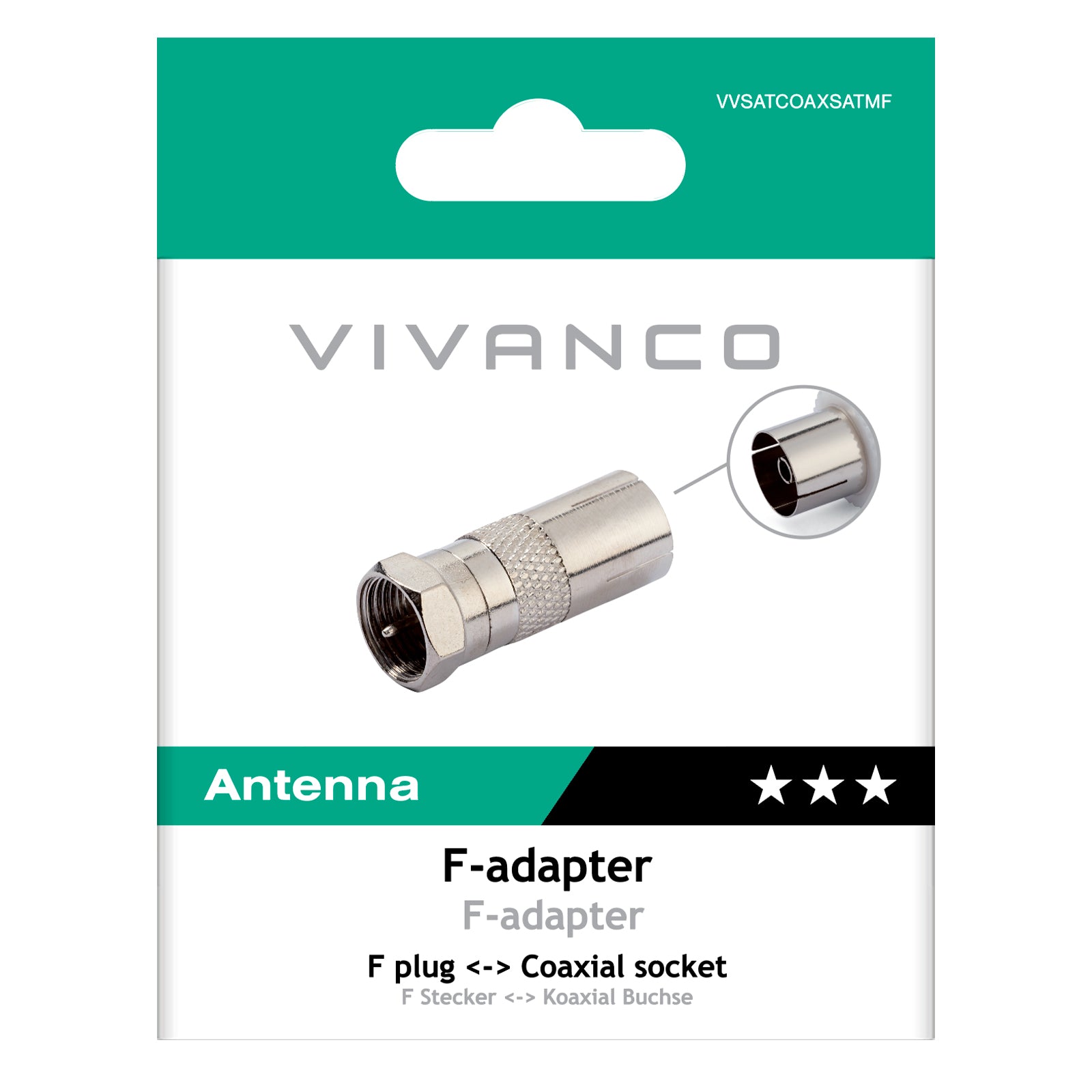 Adapter Typ F Buchse auf Koaxialstecker