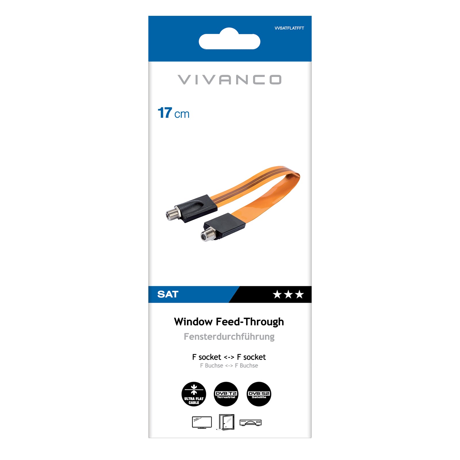 Rallonge de fenêtre pour câble coaxial, prise F vers prise F