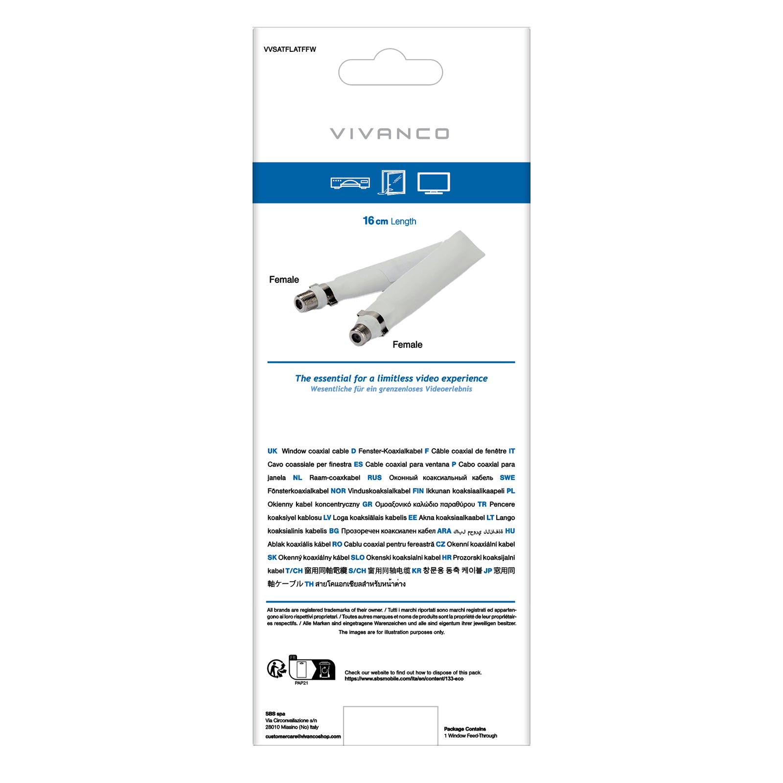 Flachadapter mit Doppel-F-Buchse