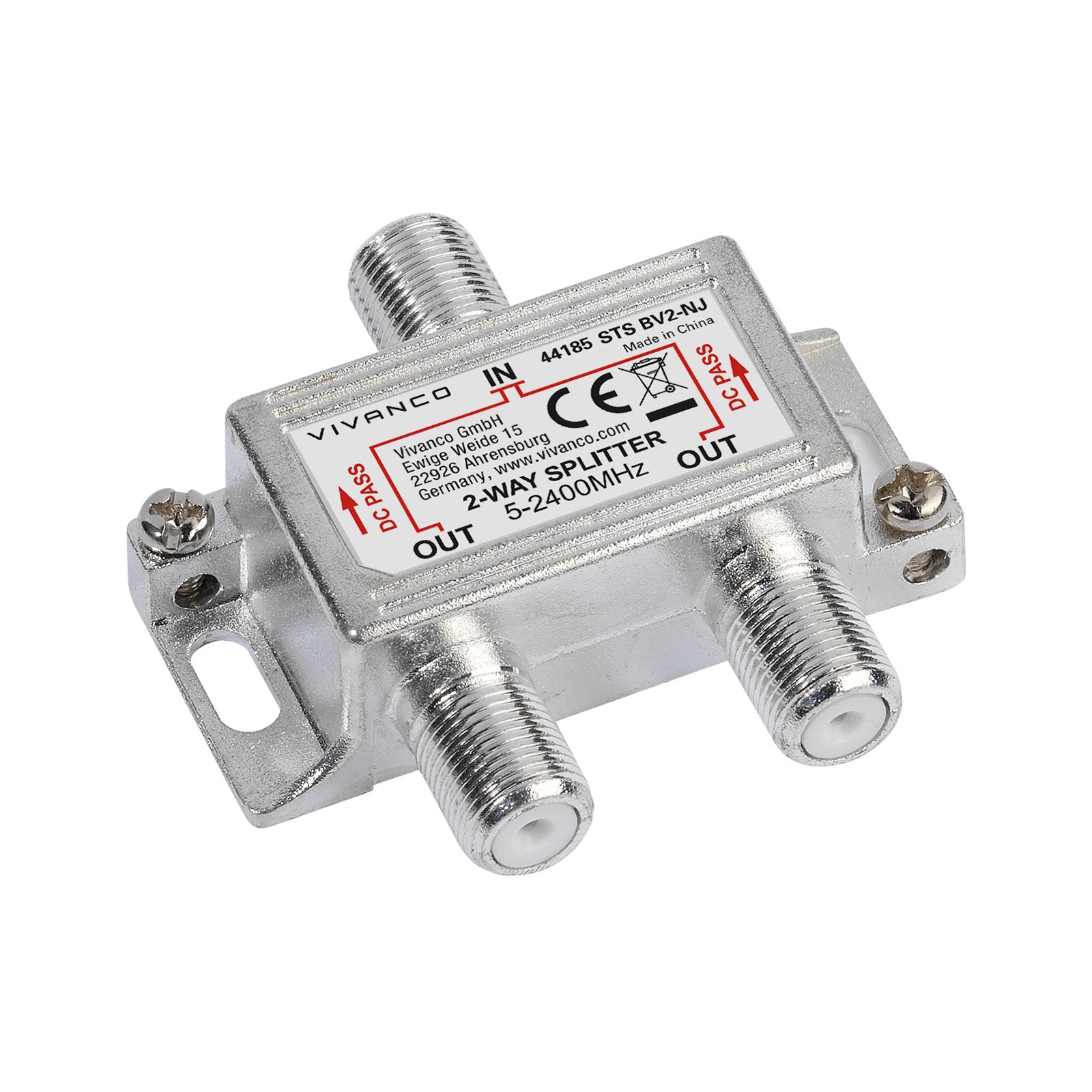 Type F satellite splitter 1 input – 2 output