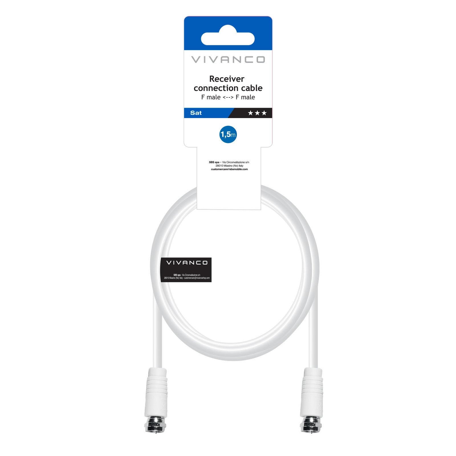 Satellite cable, Type F male to Type F male connectors