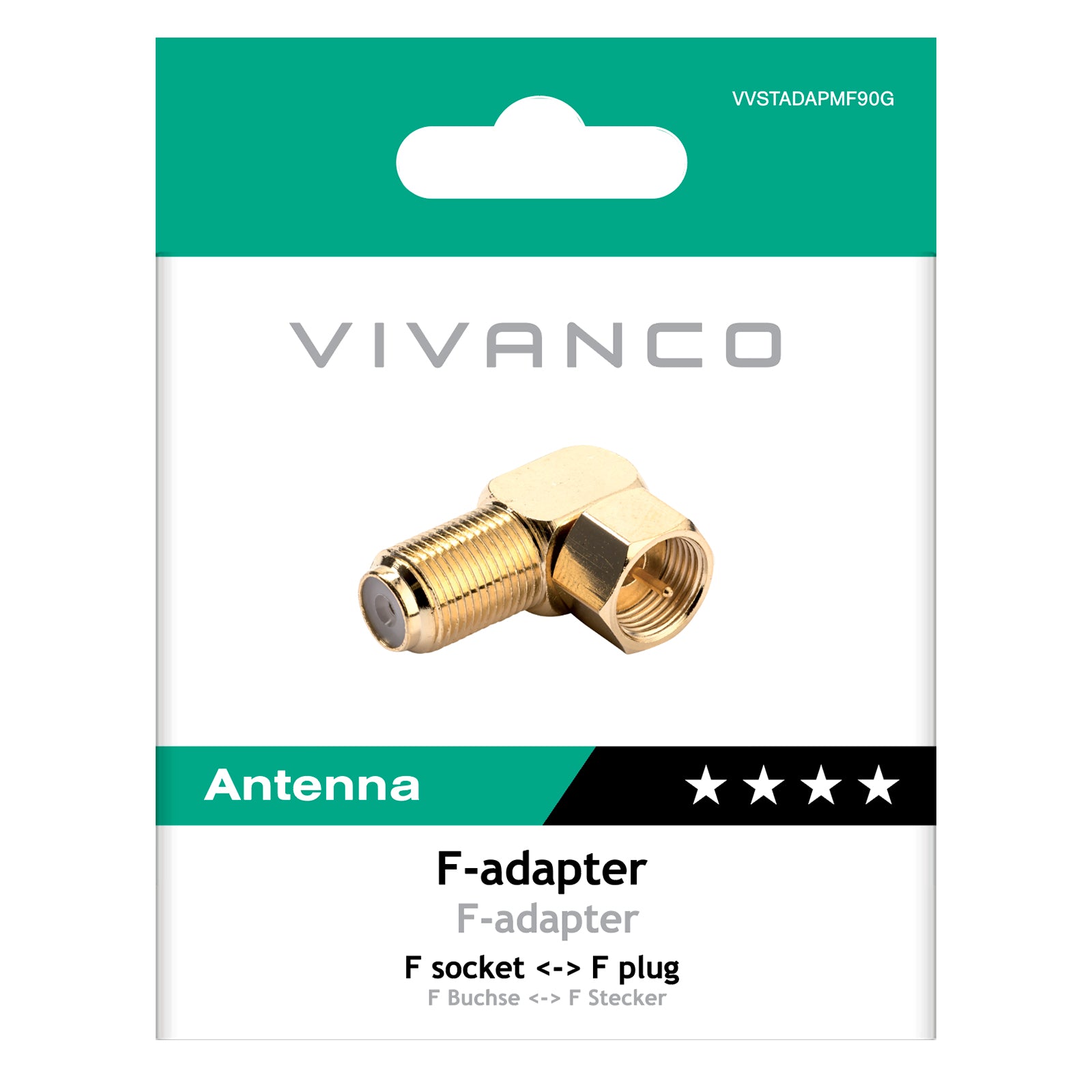 Adaptateur d'angle SAT type F, plaqué or