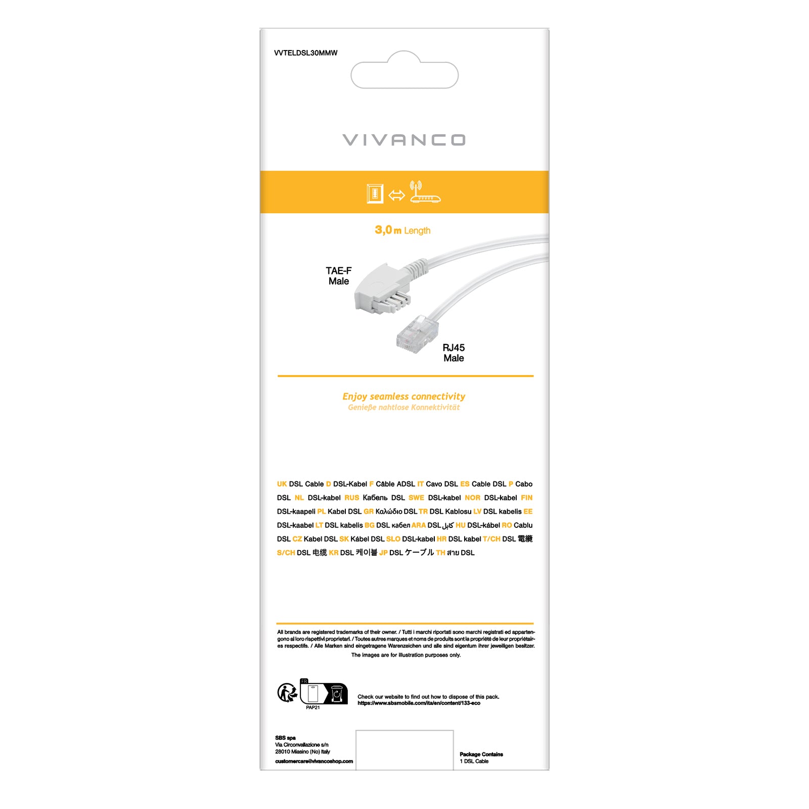 ADSL connection cable