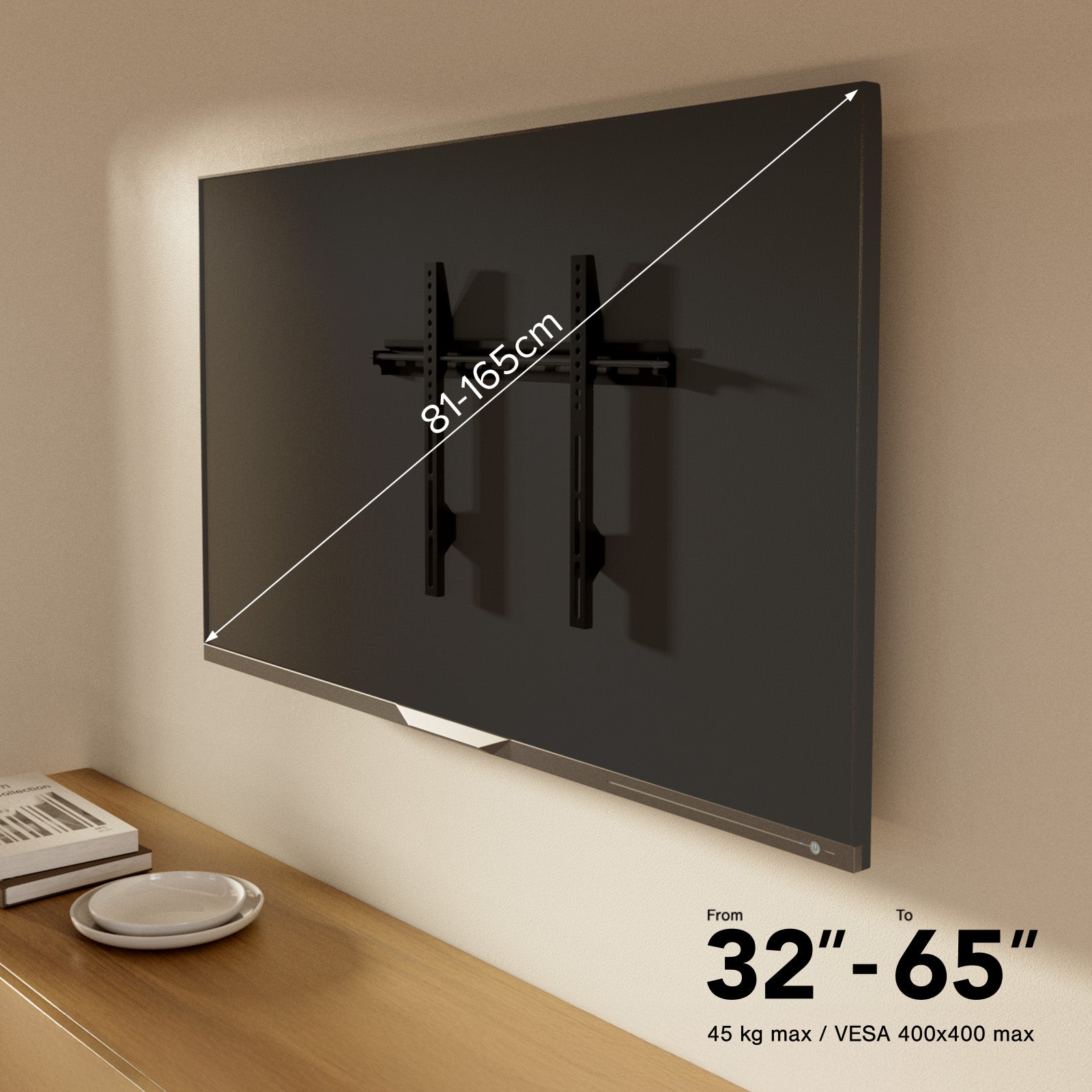 TITAN Supporto TV da parete, FIXED, 65", 45kg, VESA 400x400