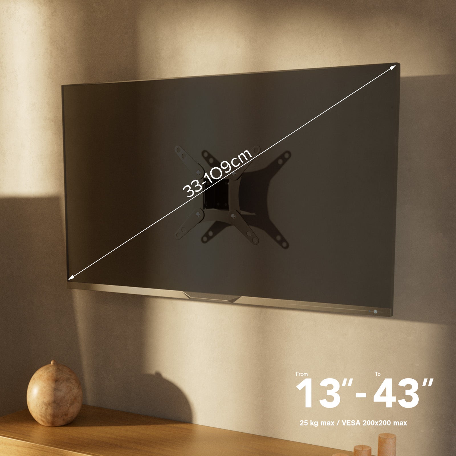 Supporto TV da parete, TILT, 43", 25kg, VESA 200x200