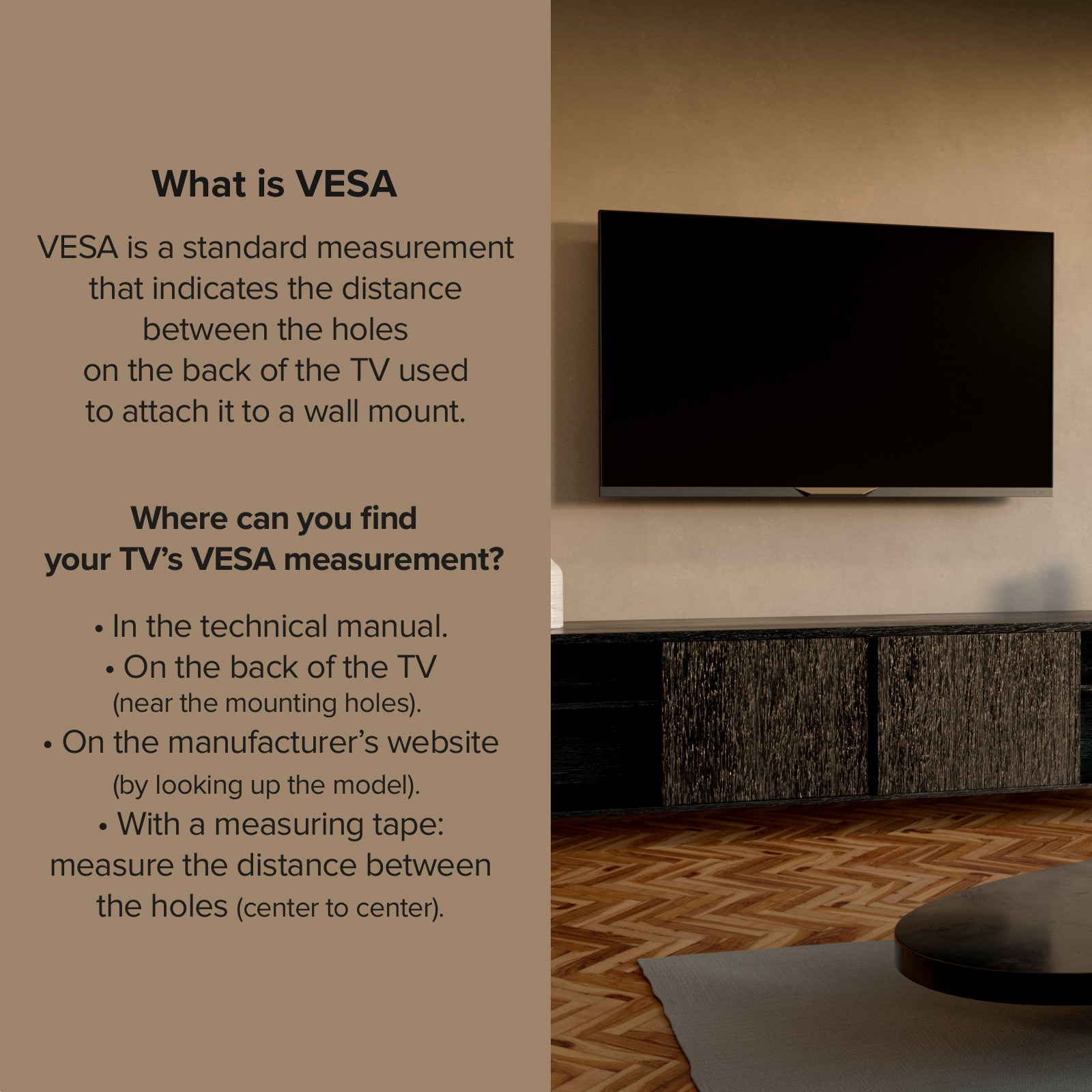 Supporto TV da parete, FIXED, 65", 45kg,VESA 400x400
