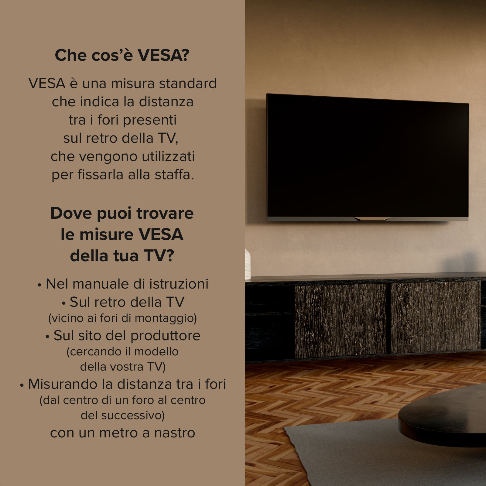 Supporto TV da parete, FIXED, 65", 45kg,VESA 400x400