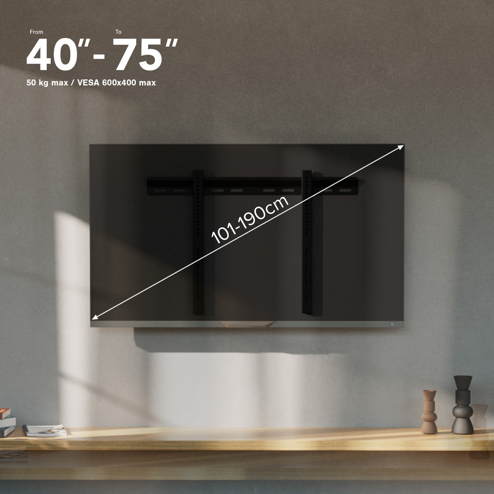 Supporto TV da parete, FIXED, 75", 50kg, VESA 600x400