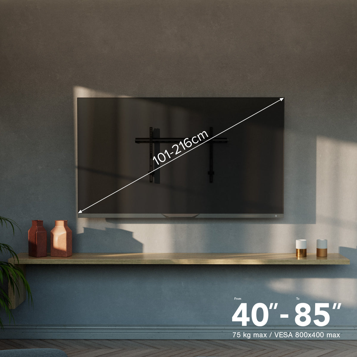 TITAN Supporto TV da parete, FIXED, 85", 75kg, VESA 800x400