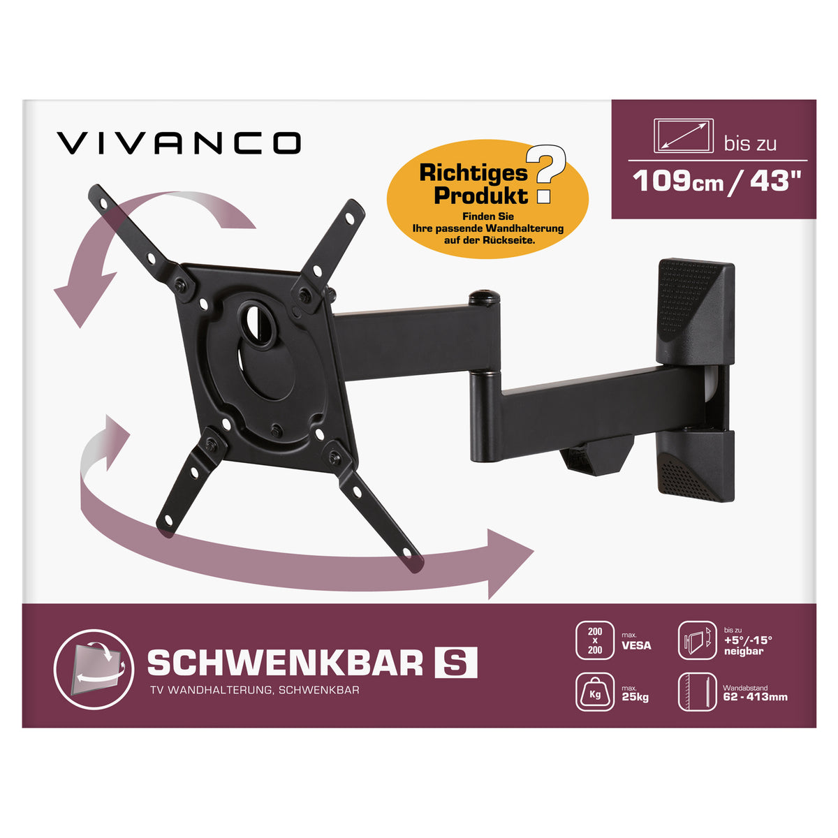 TV-Wandhalterung für Bildschirme bis 43"
