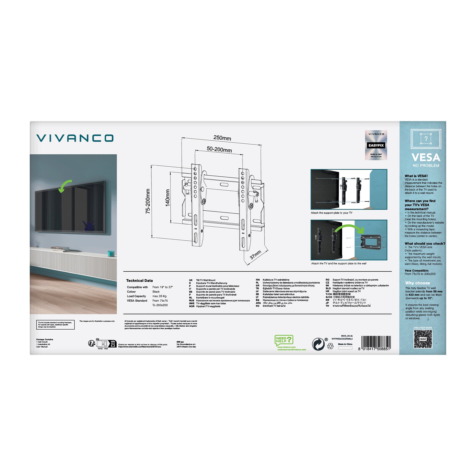 TV-Bodenhalterung, 85", 58kg, VESA 600x400