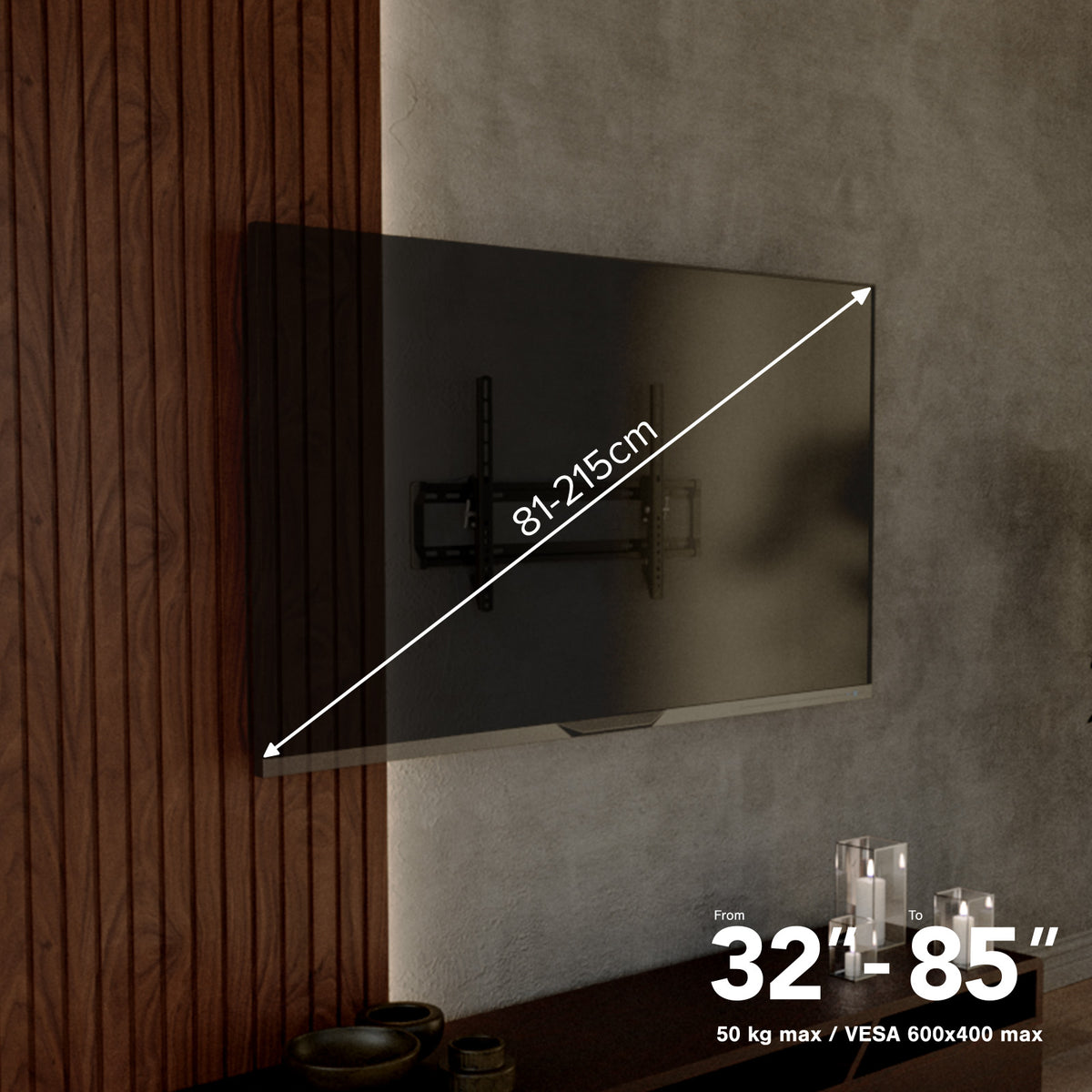 TV Wall Mount, TILT, 85", 50kg, VESA 600x400