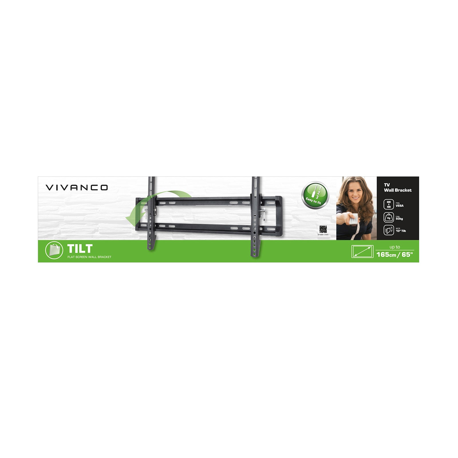 TV Wall Mount, TILT, 65", 50kg, VESA 600x400