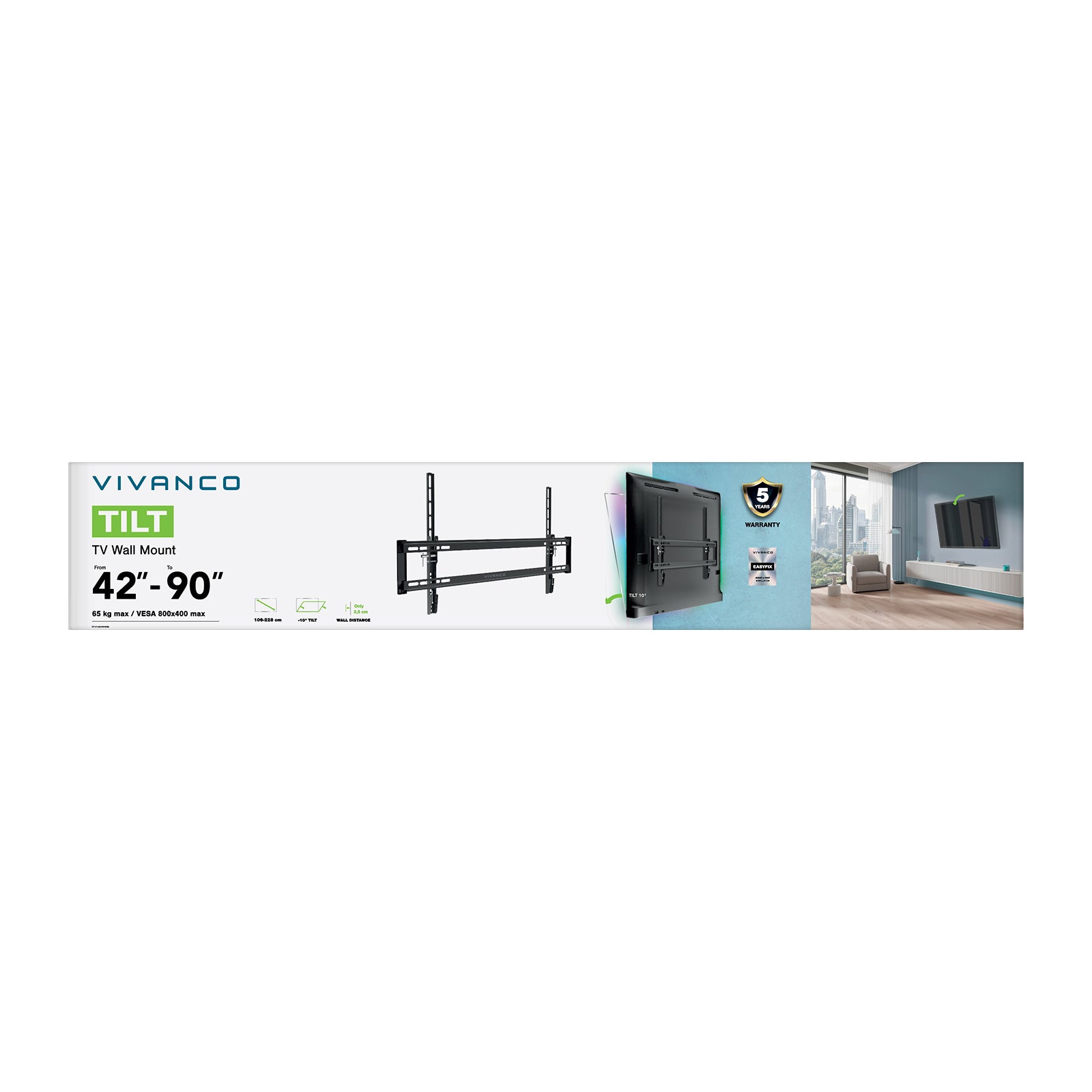 TV Wall Mount, TILT, 85", 65kg, VESA 800x400