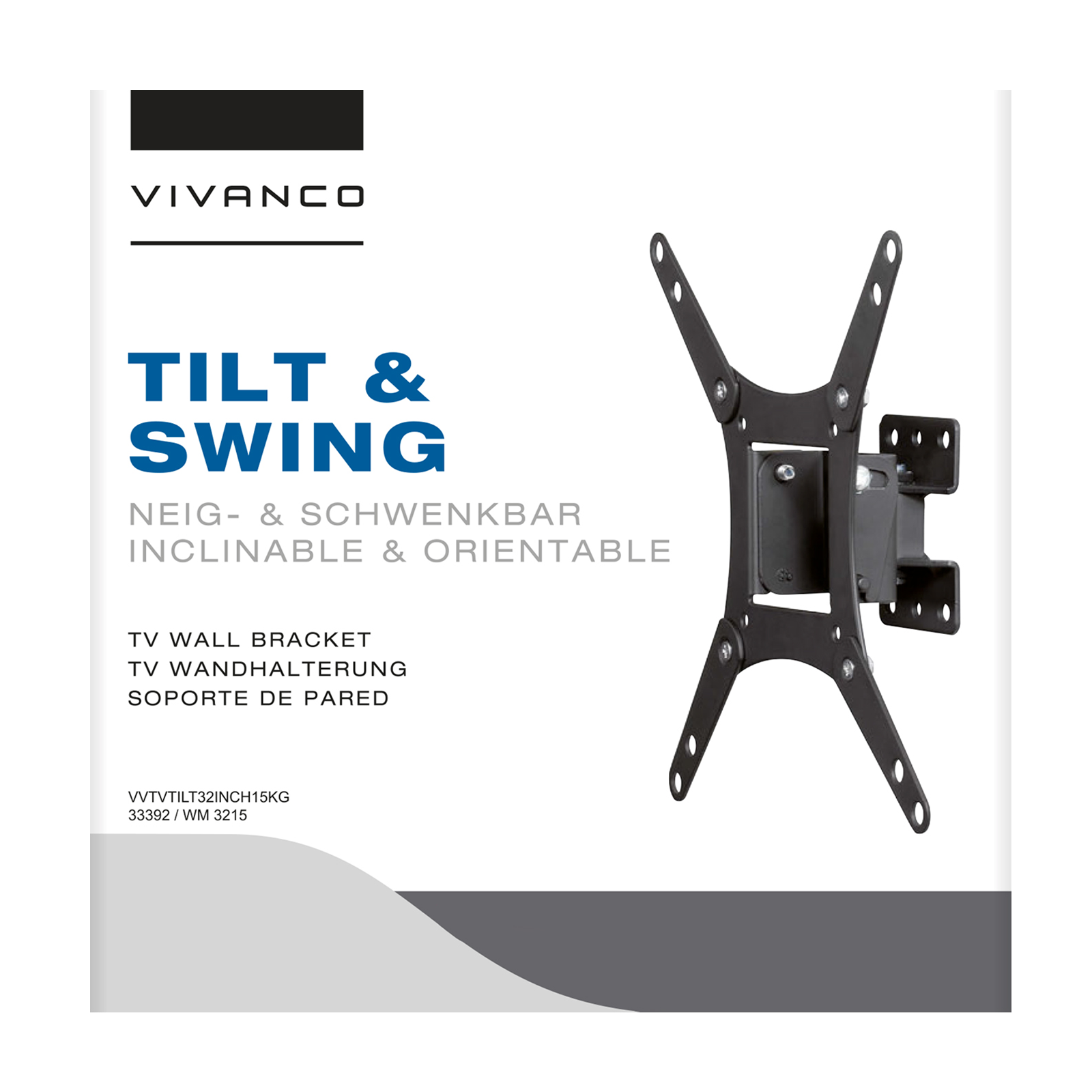 TV Wall Mount, TILT, 43", 15kg, VESA 200x200