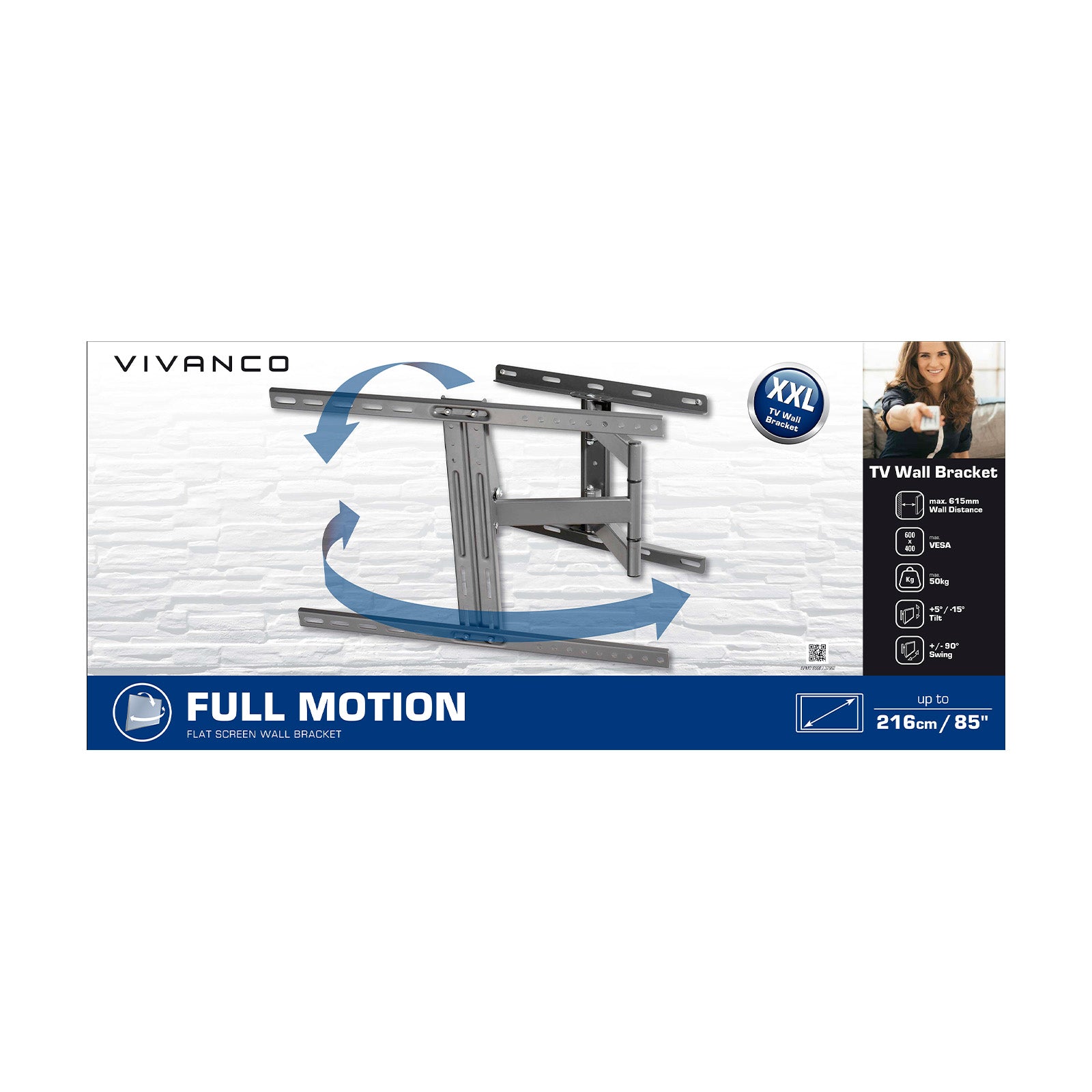 TV Wall Mount, MOTION, 85", 50kg, VESA 600x400