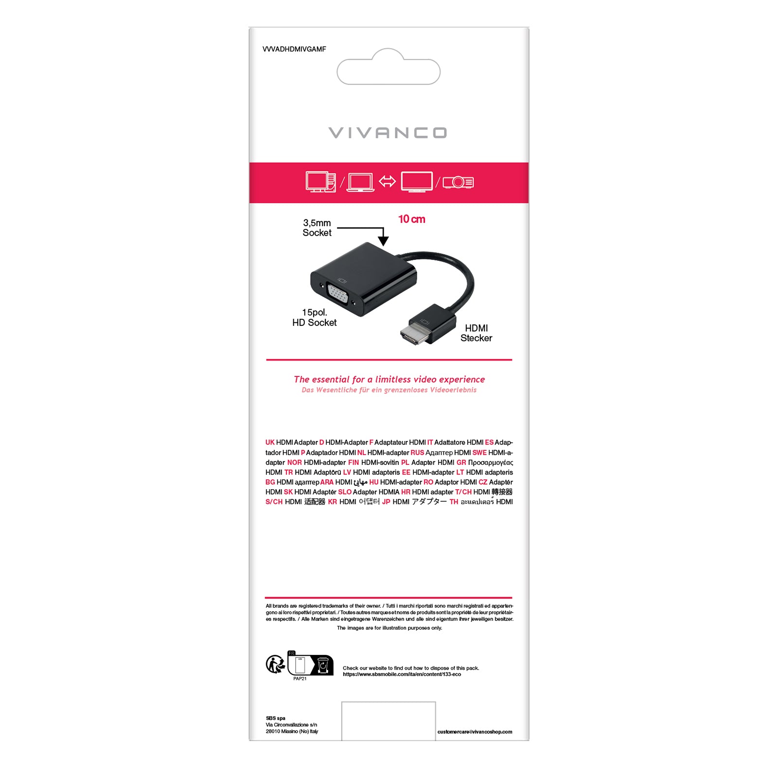 Adattatore HDMI maschio a VGA femmina