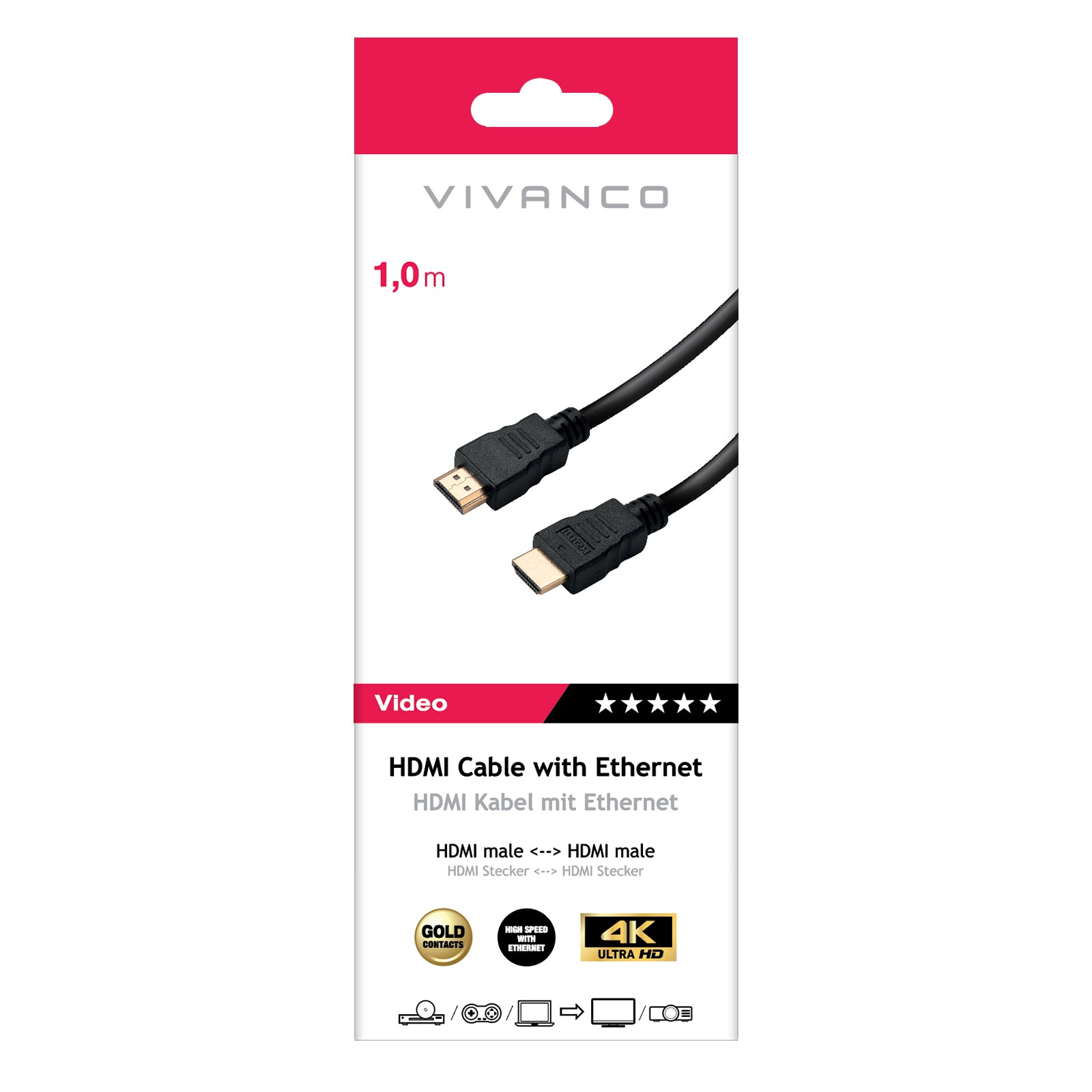 Cable HDMI tipo A para 3D y 4K Ultra HD