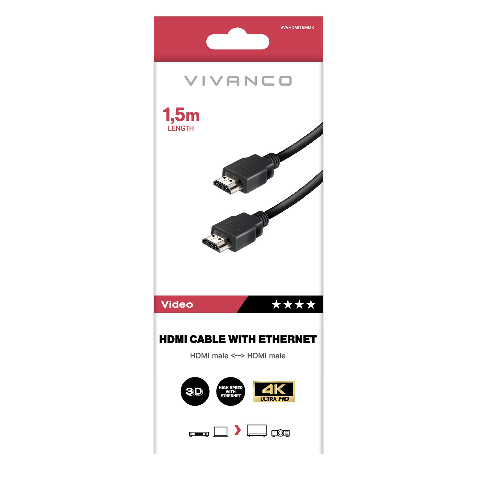 Cavo HDMI Tipo A per 3D e 4K Ultra HD