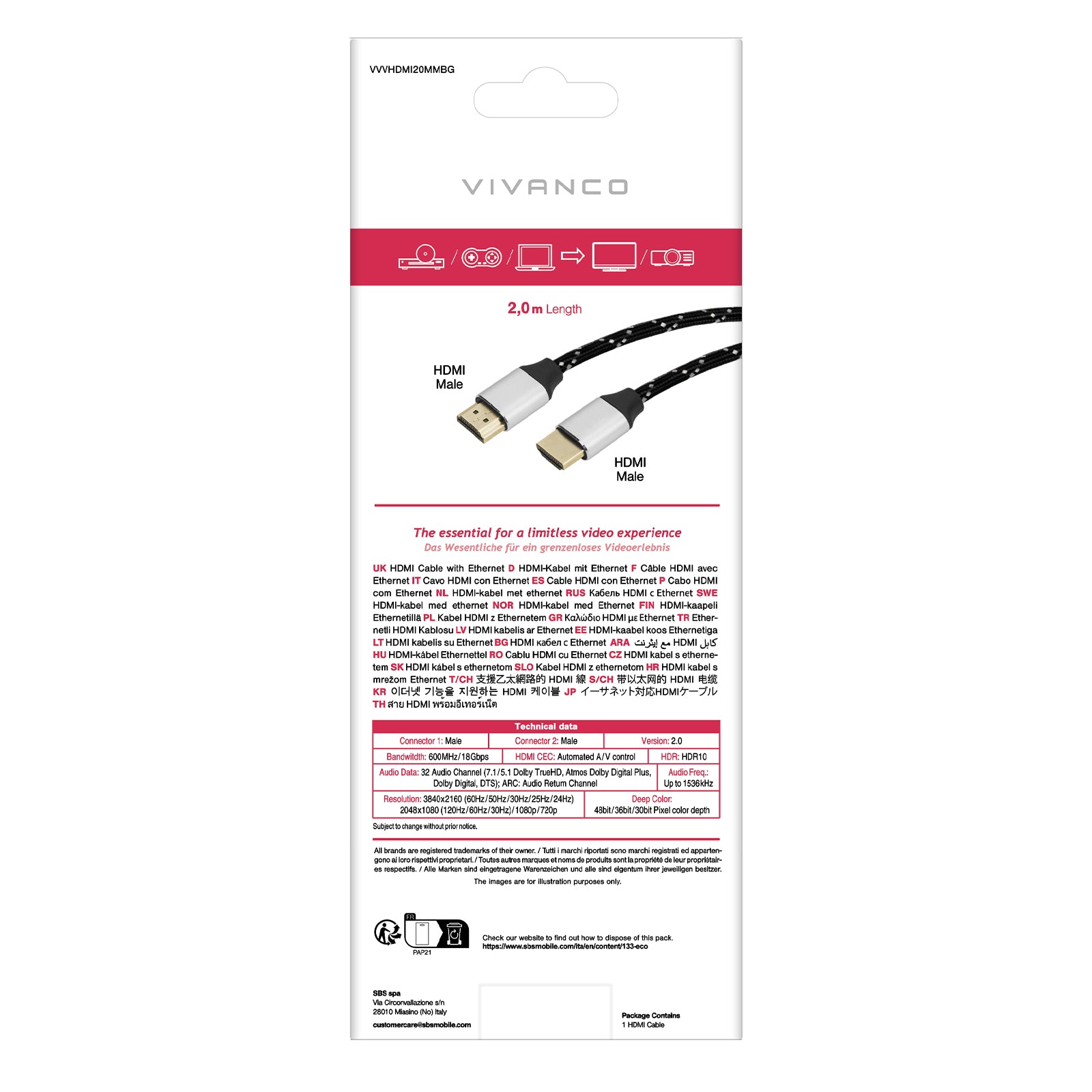 Cavo HDMI 2.0 ARC