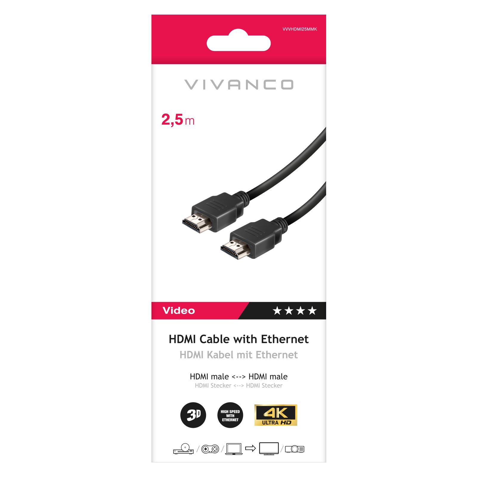 Cavo HDMI Tipo A per 3D e 4K Ultra HD