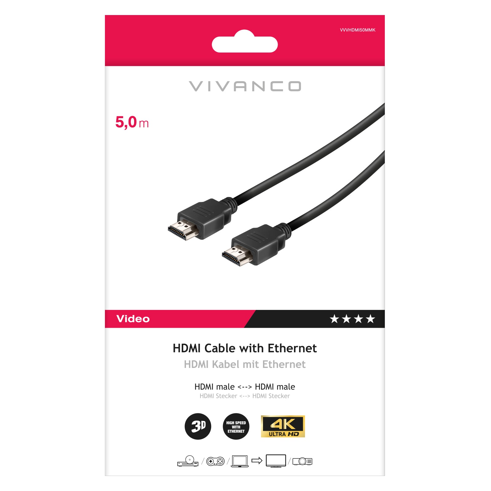 Cavo HDMI Tipo A per 3D e 4K Ultra HD