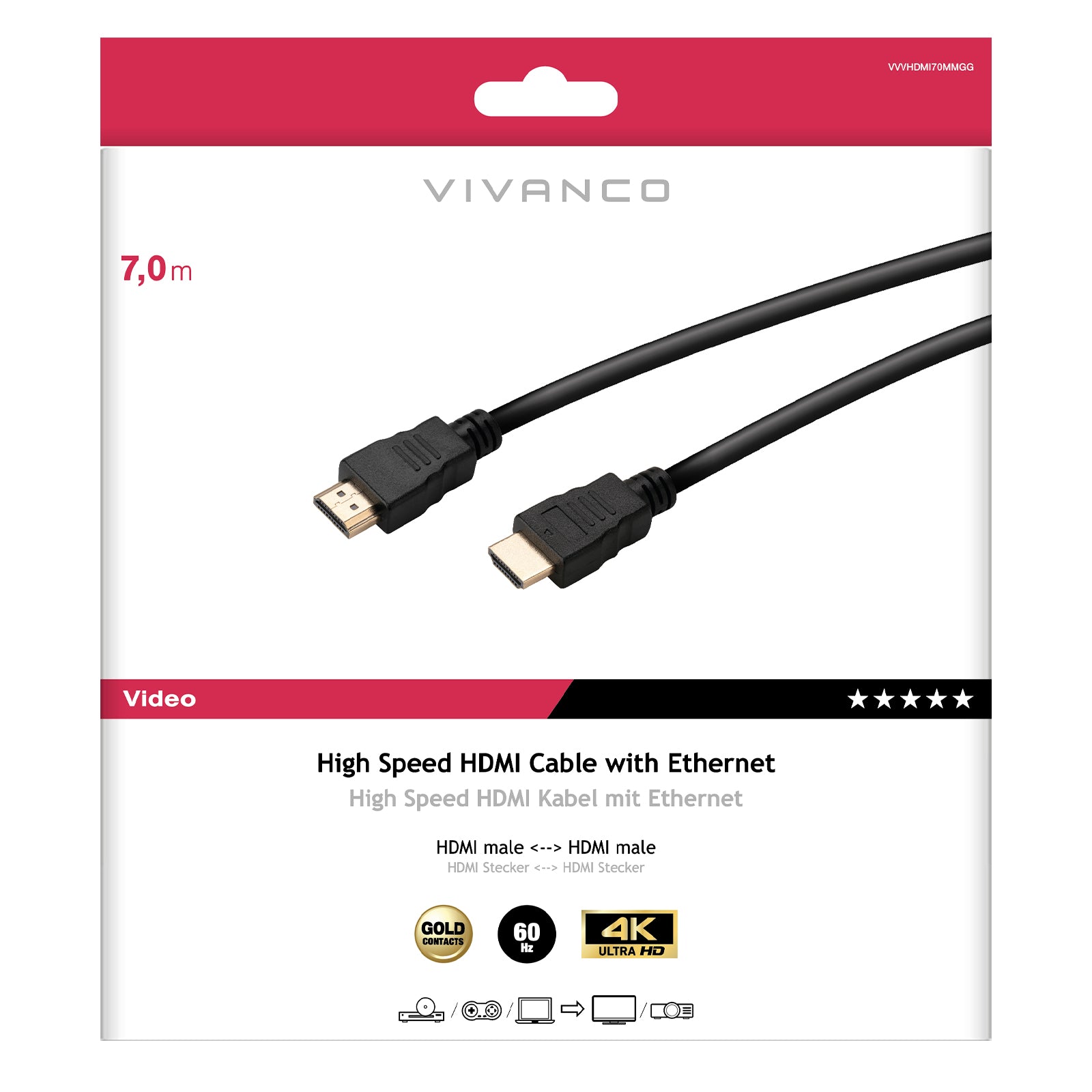 Cavo HDMI 2.0 placcato oro